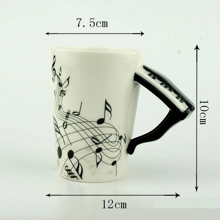Creative Ceramic Guitar Handle Music Note Coffee Mug