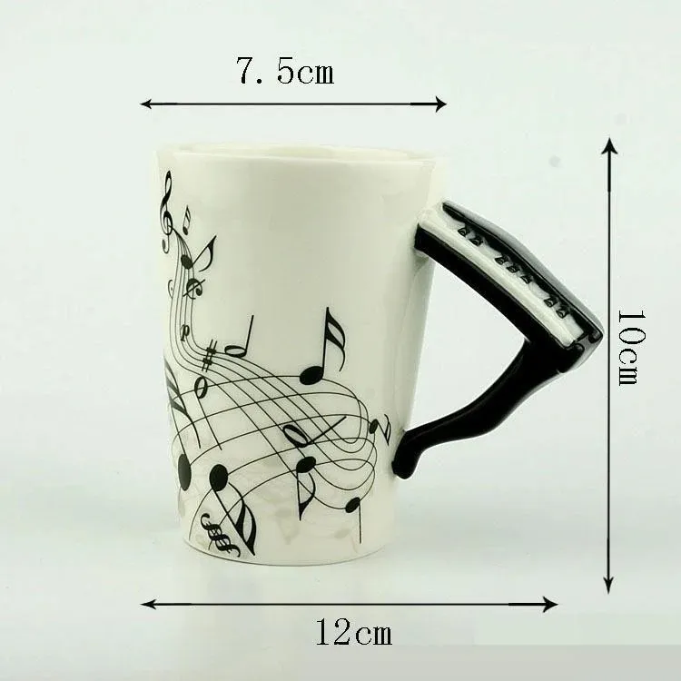 Creative Ceramic Guitar Handle Music Note Coffee Mug