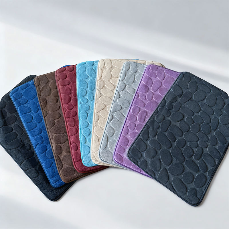 Non-Slip Memory Foam Cobblestone Embossed Bath Mat