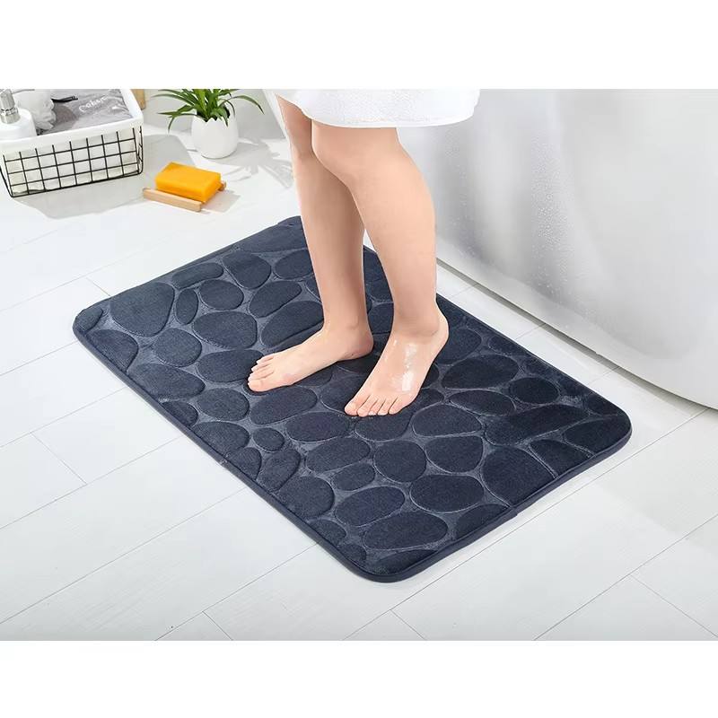 Non-Slip Memory Foam Cobblestone Embossed Bath Mat