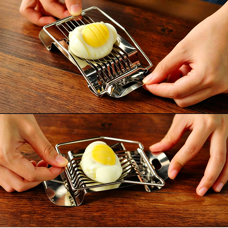 Premium Stainless Steel Manual Hard Boiled Egg Slicer Machine