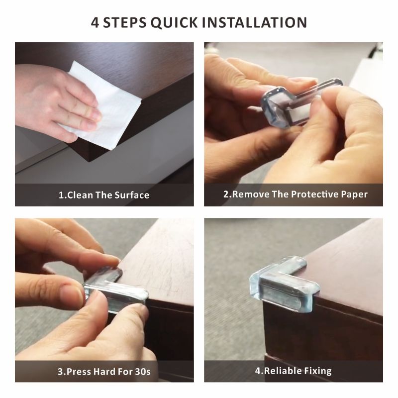 4PCS Premium Clear Silicone Furniture Corner Guards Safety Protectors