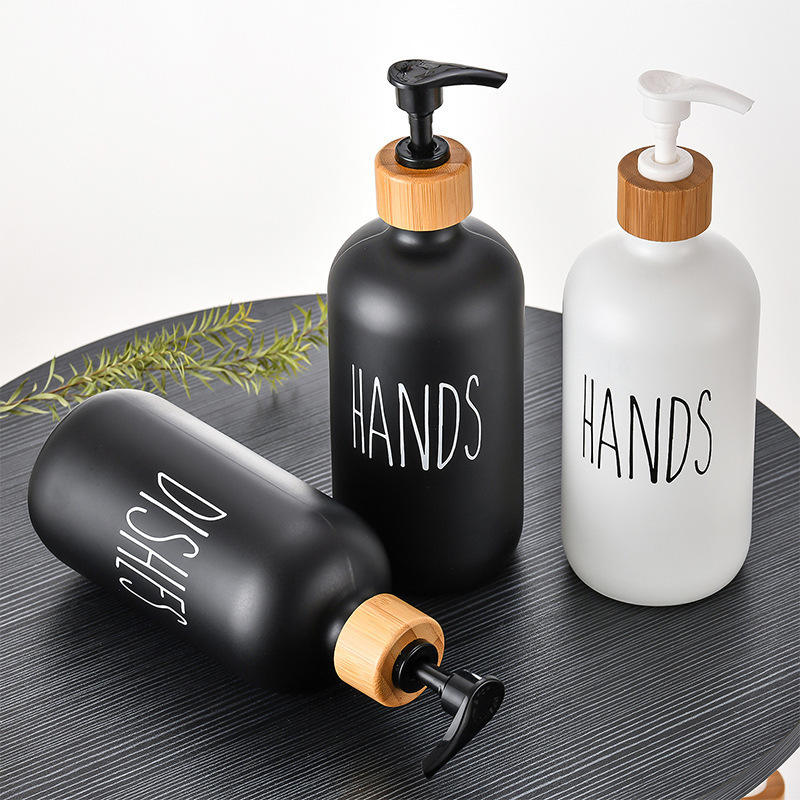 Modern Black 2 Piece Soap Dispenser Set With Tray