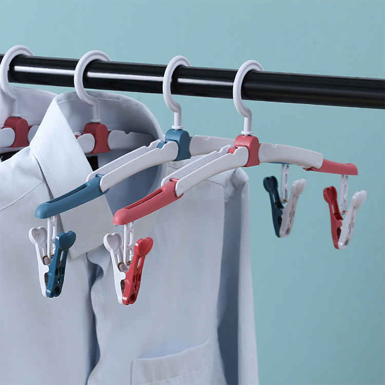 Multi Functional Folding Clothes Hanger With Laundry Clips