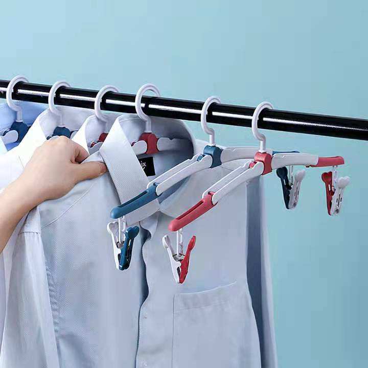 Multi Functional Folding Clothes Hanger With Laundry Clips