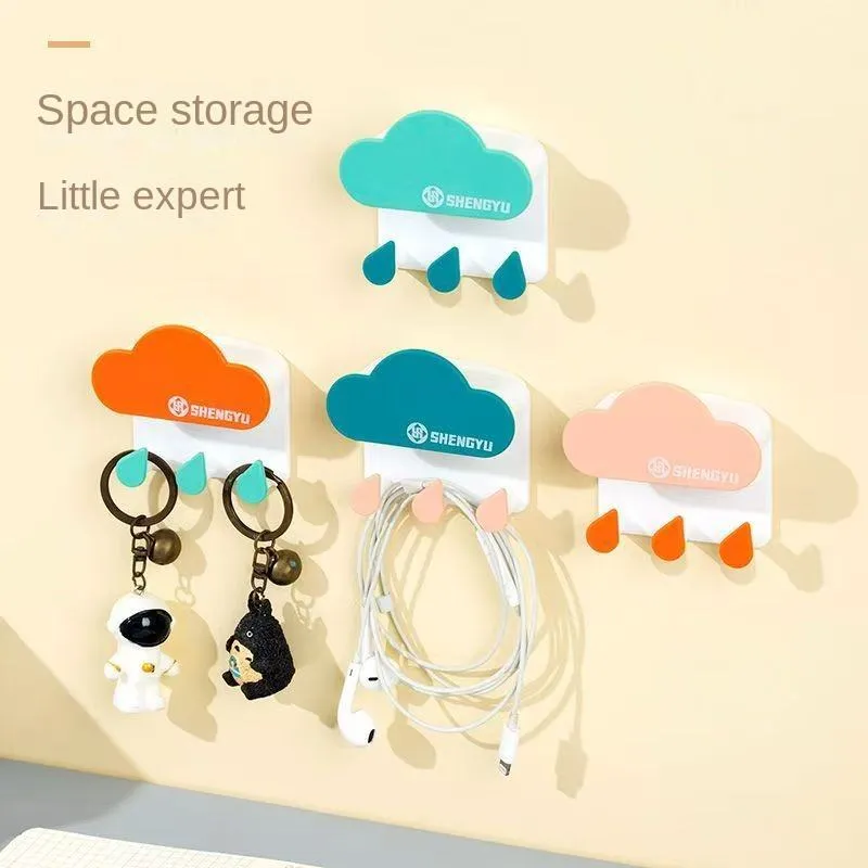 cloud shape adhesive wall mounted key hooks