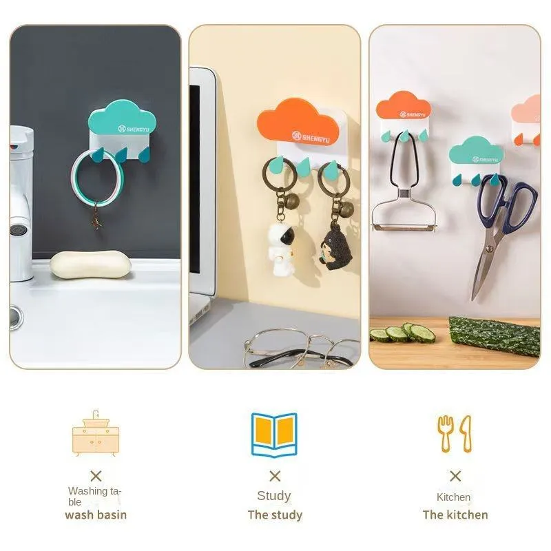 cloud shape adhesive wall mounted key hooks