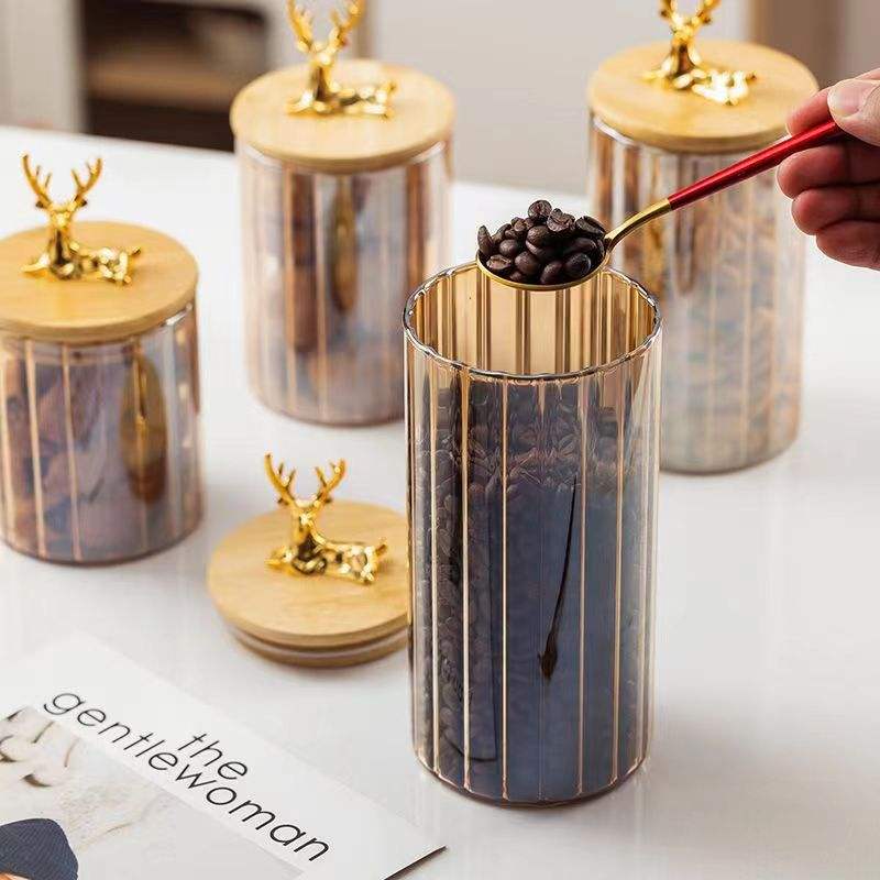 Premium 3 Piece Amber Glass Canister Jar Set