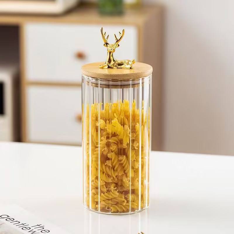Premium 3 Piece Amber Glass Canister Jar Set