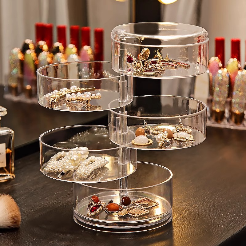 Premium 5 Tier Rotating Clear Acrylic Jewelry Organizer