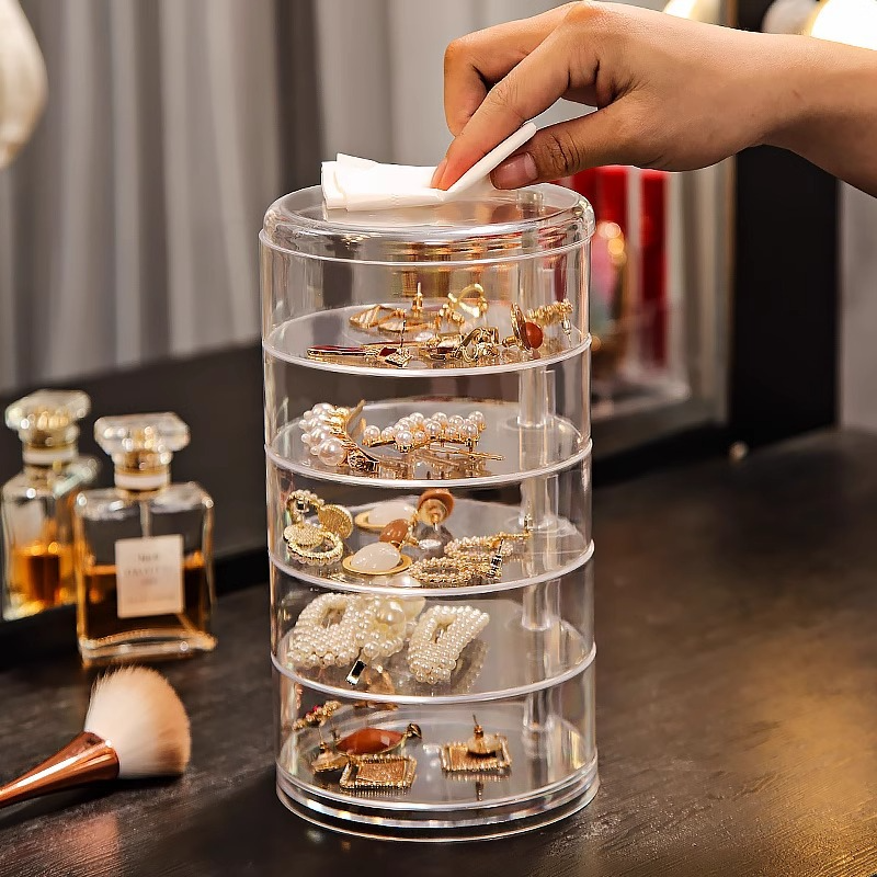 Premium 5 Tier Rotating Clear Acrylic Jewelry Organizer