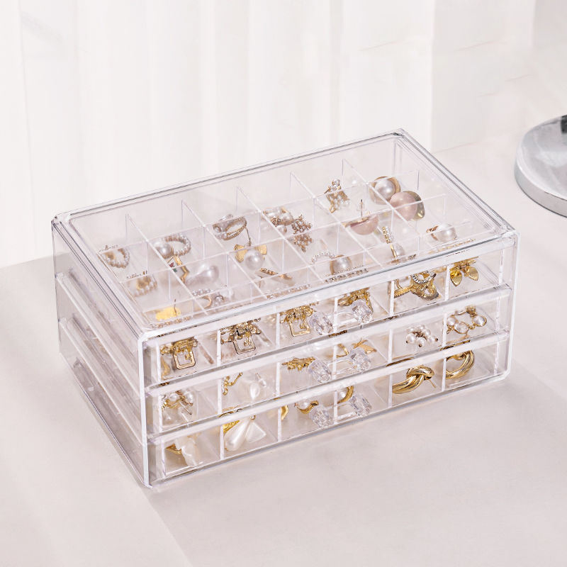 Premium Acrylic Jewelry Organizer Box With Velvet Drawers