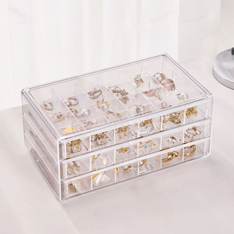 Premium Acrylic Jewelry Organizer Box With Velvet Drawers