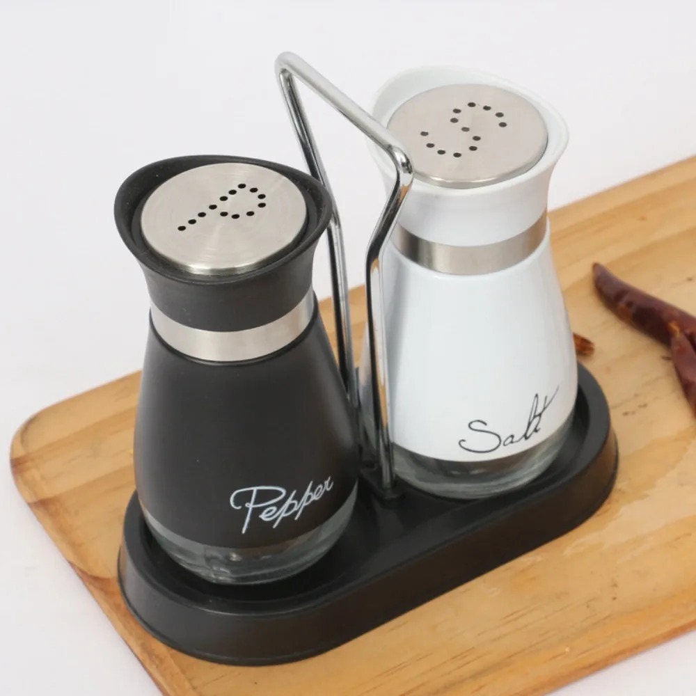 Modern Salt And Pepper Shaker Set With Caddy