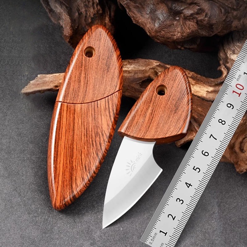 Mini Portable Wooden Pocket Fixed Blade Knife