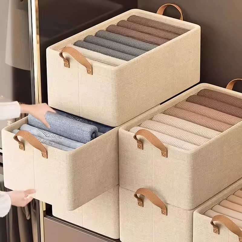 Premium Fabric Wardrobe Clothes Organizer Bins With Handles