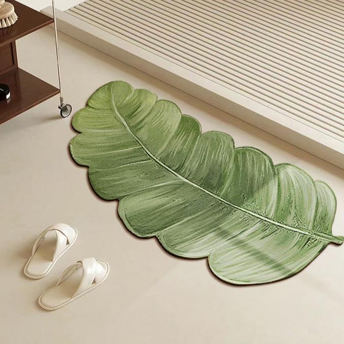 Green Banana Leaf Shaped Non Slip Bath Rug Mat