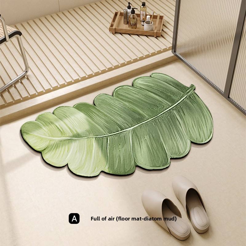 Green Banana Leaf Shaped Non Slip Bath Rug Mat