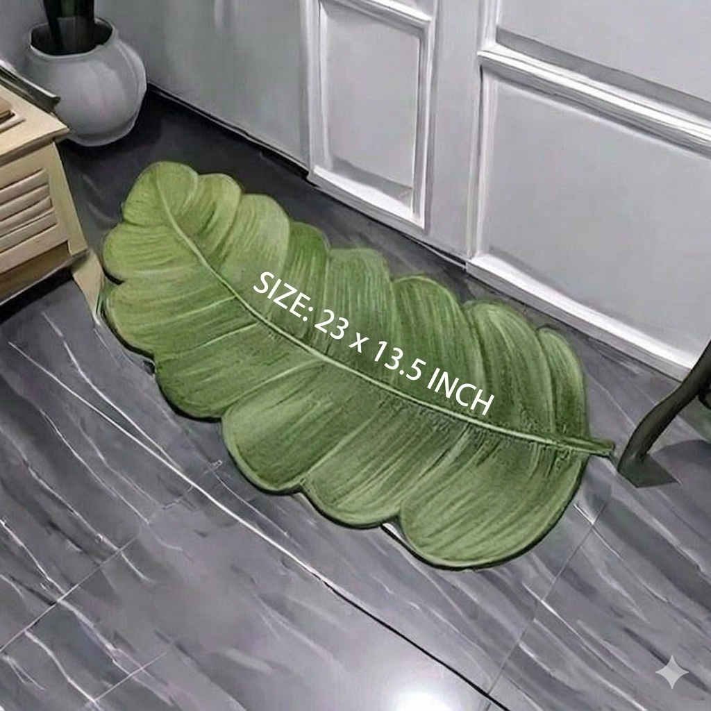 Green Banana Leaf Shaped Non Slip Bath Rug Mat