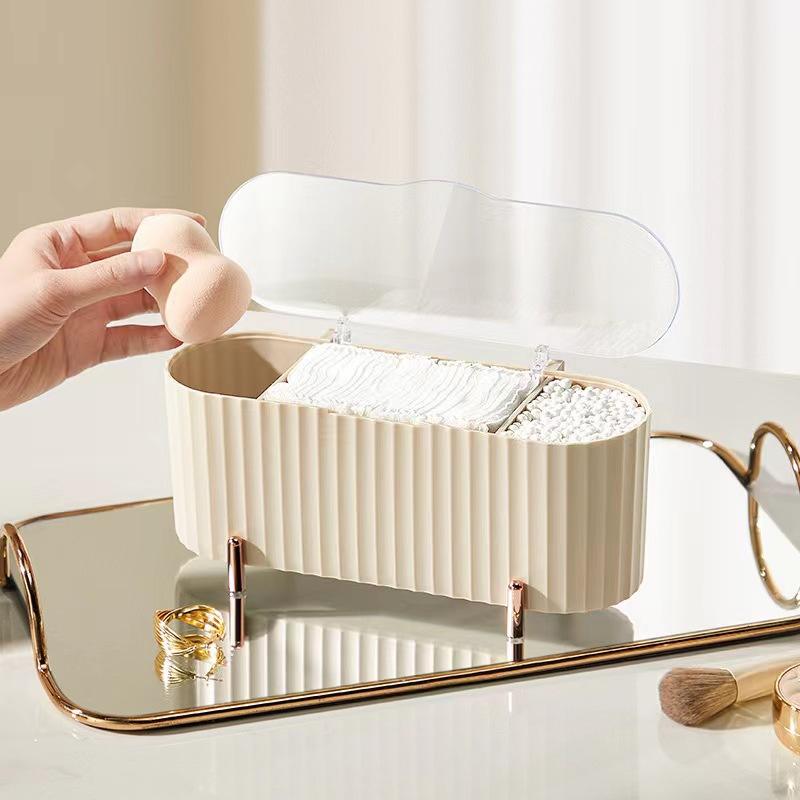 Cute Bow Fluted Cotton Pad And Swab Organizer