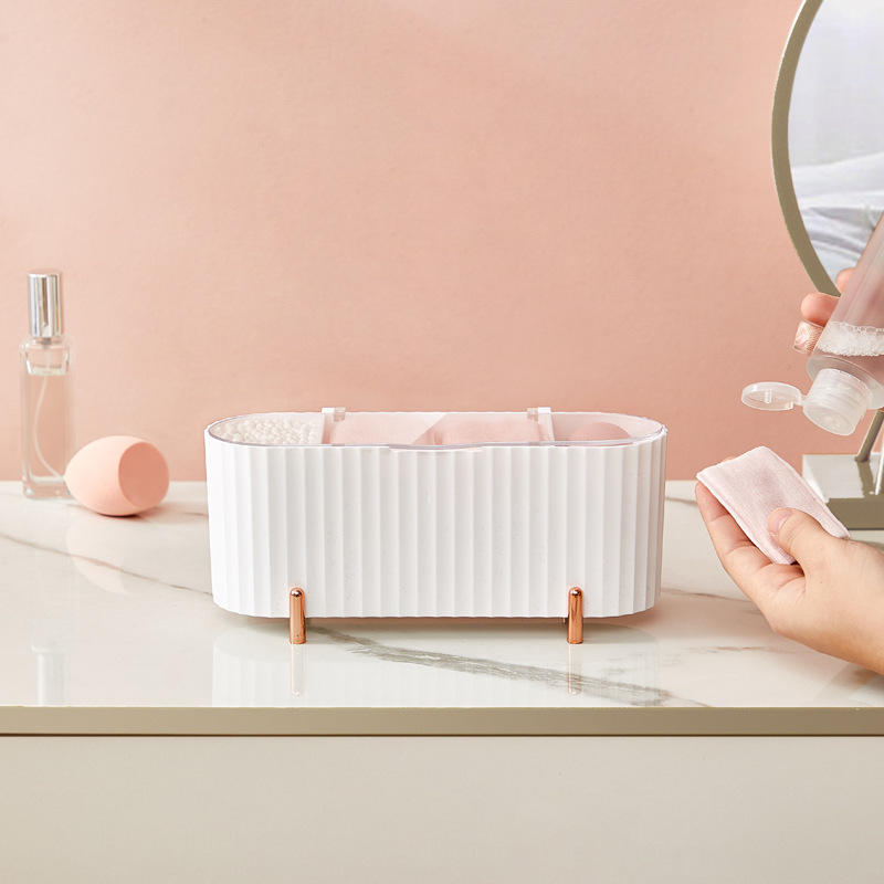 Cute Bow Fluted Cotton Pad And Swab Organizer