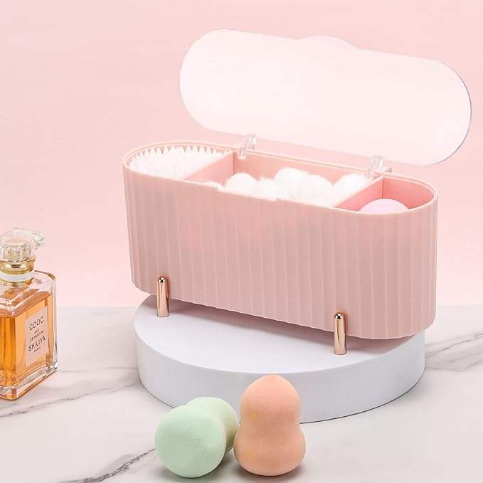 Cute Bow Fluted Cotton Pad And Swab Organizer