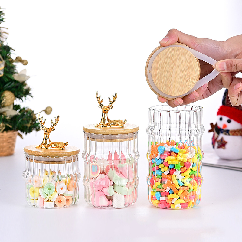 Premium  Piece Glass Candy Canister Jar Set
