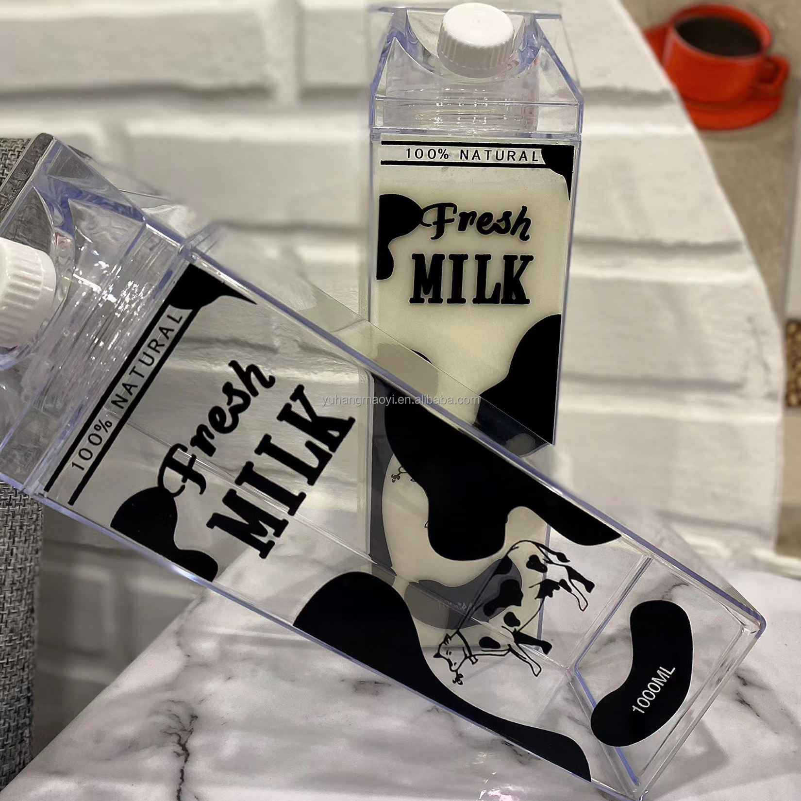 Premium Clear Acrylic Milk Carton Shaped Water Bottles