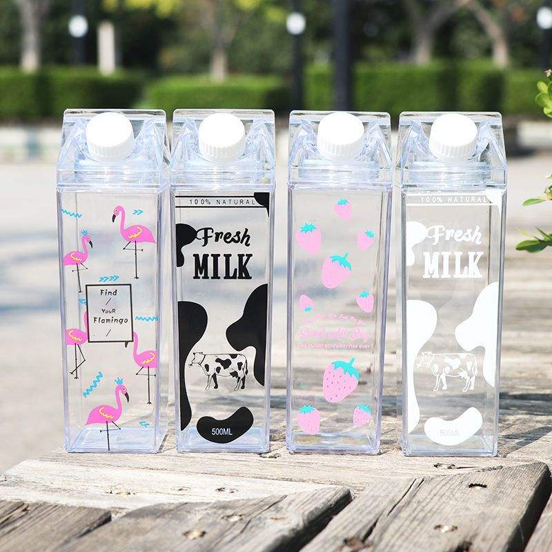 Premium Clear Acrylic Milk Carton Shaped Water Bottles