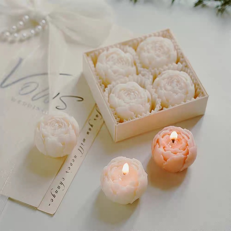 Elegant 4 Piece Floral Rose Scented Candle Set