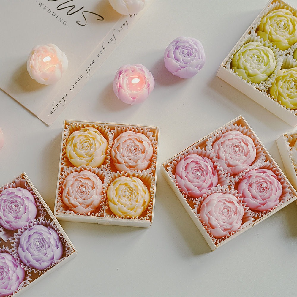 Elegant 4 Piece Floral Rose Scented Candle Set