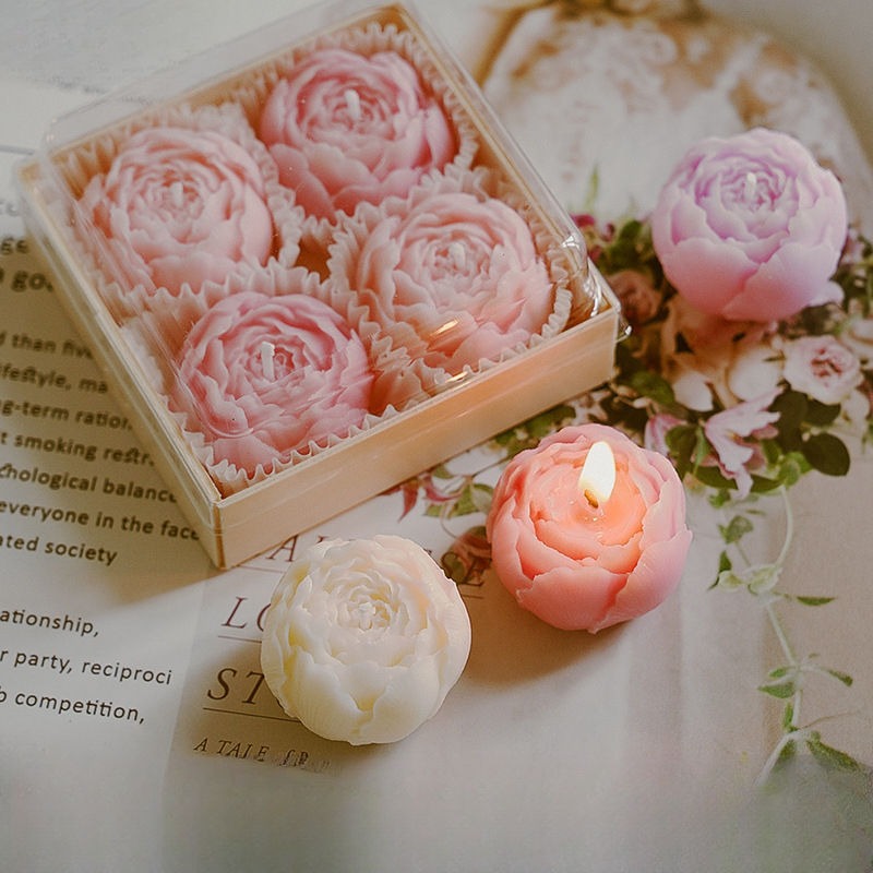 Elegant 4 Piece Floral Rose Scented Candle Set