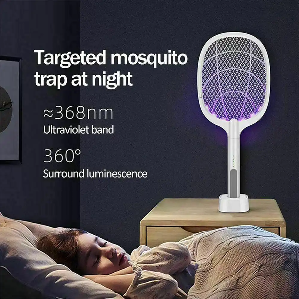 Electric Rechargeable Fly Swatter Bug Zapper Racket