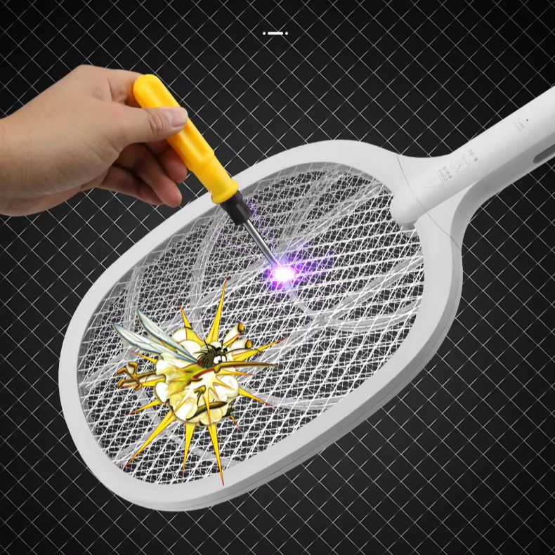 Electric Rechargeable Fly Swatter Bug Zapper Racket