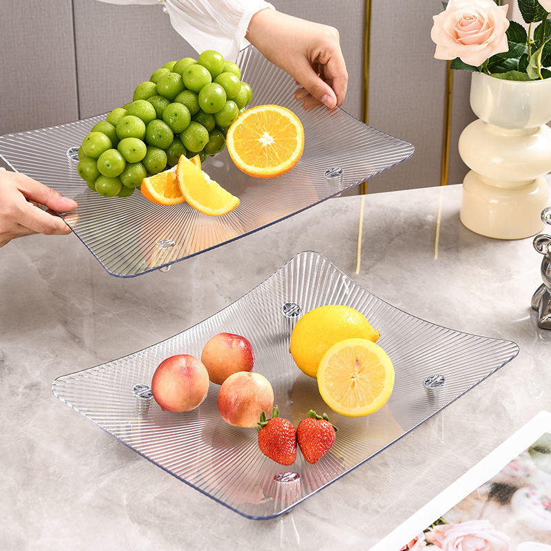 Premium Piece Ribbed Acrylic Fruit Serving Platter Set