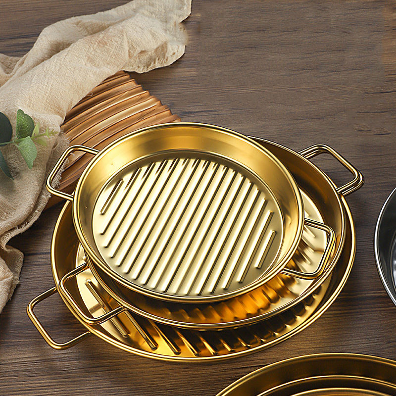 Premium Stainless Steel Ribbed Baking Serving Trays