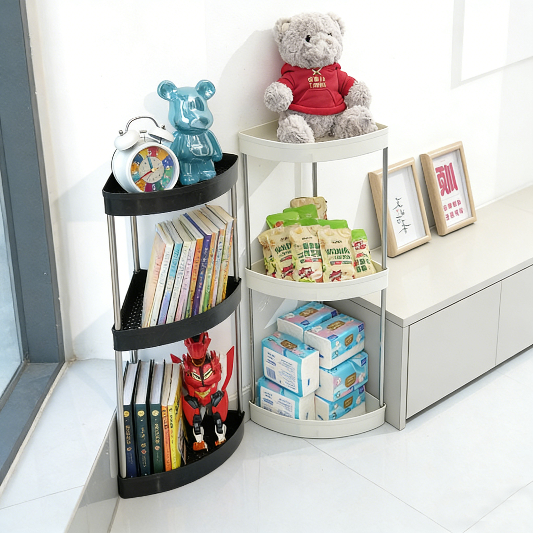 Premium 3 Tier Rolling Bathroom Corner Organizer Rack