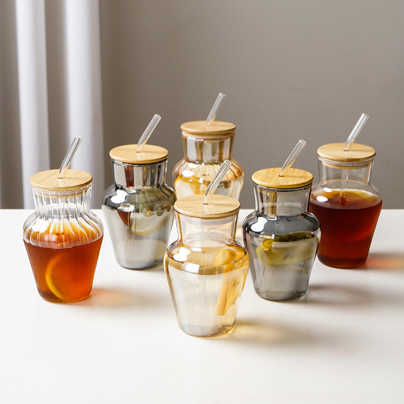 Premium Ribbed Glass Drinking Carafe With Bamboo Lid