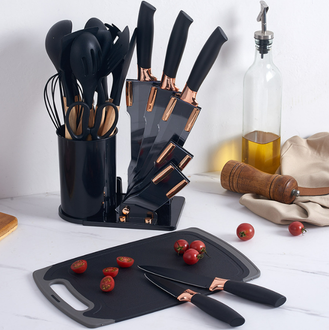 Premium 19 Piece Kitchen Knife And Silicone Utensil Set