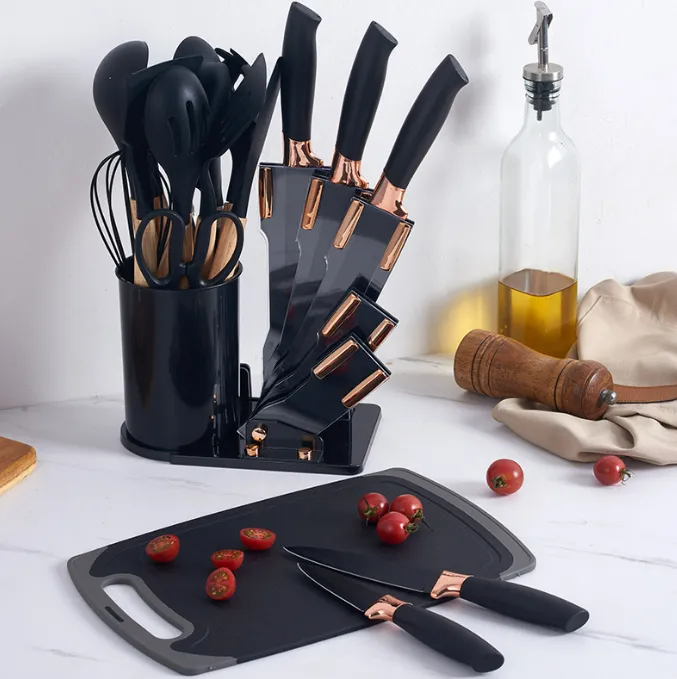 Premium 19 Piece Kitchen Knife And Silicone Utensil Set