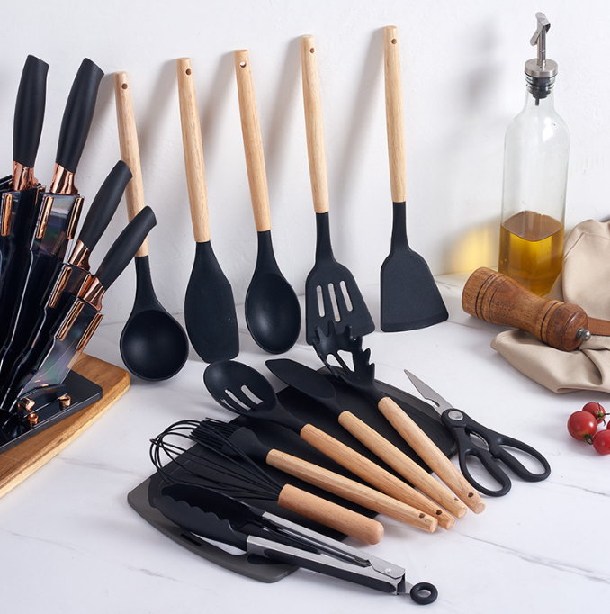 Premium 19 Piece Kitchen Knife And Silicone Utensil Set