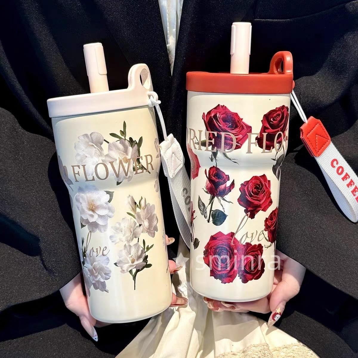 Premium Insulated Floral Stainless Steel Travel Mug