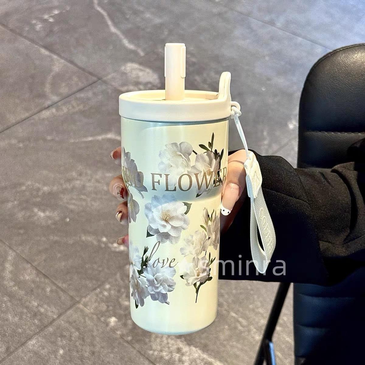 Premium Insulated Floral Stainless Steel Travel Mug