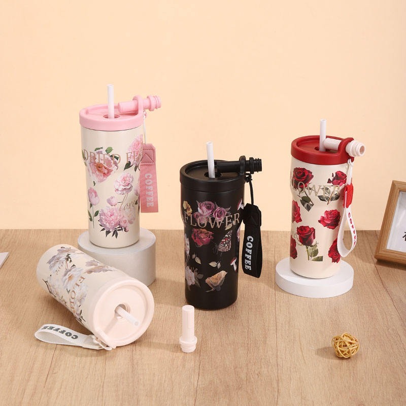 Premium Insulated Floral Stainless Steel Travel Mug