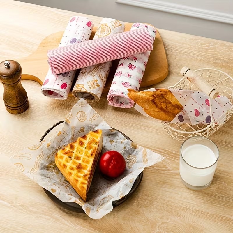 Premium 50 Pack Greaseproof Patterned Wax Paper Sheets