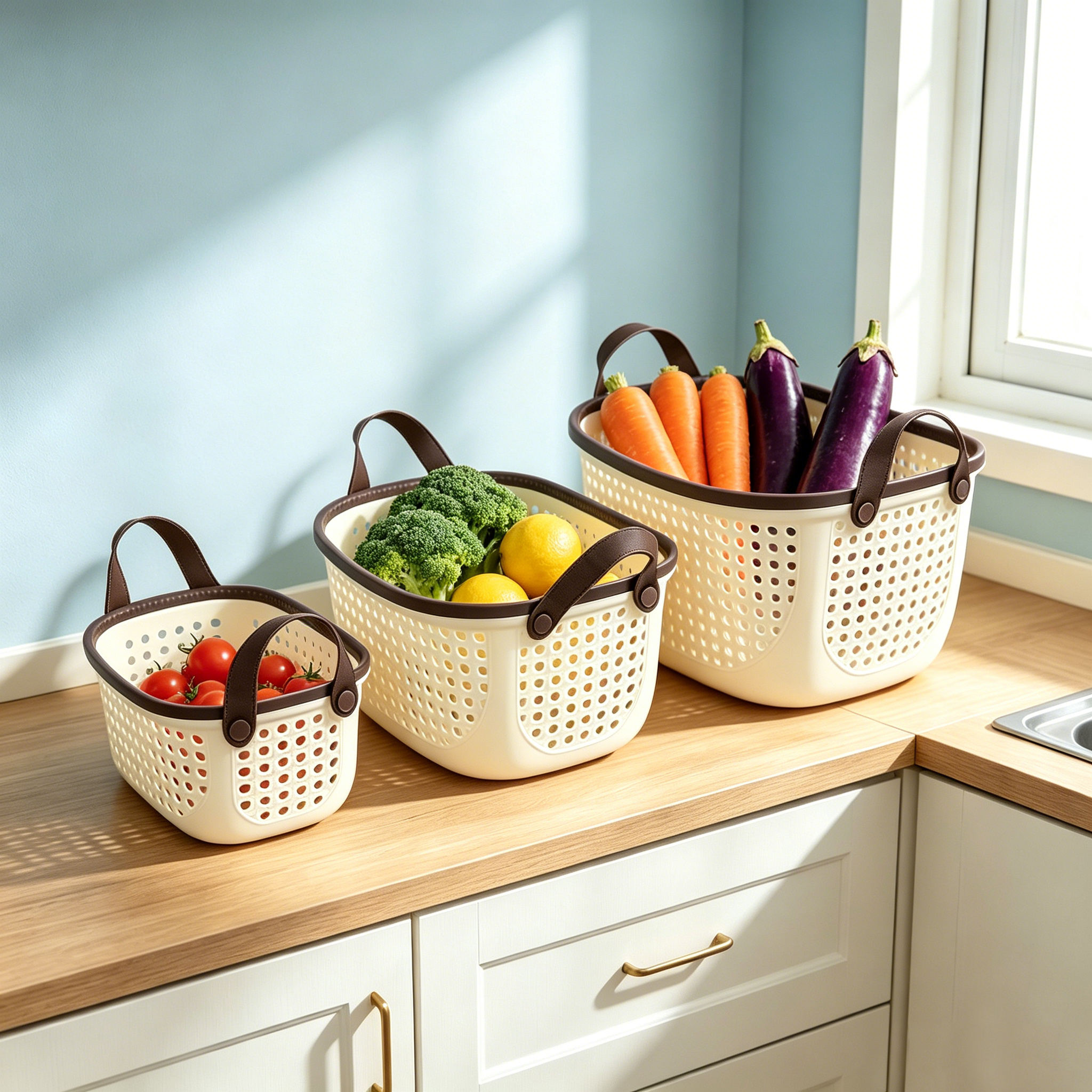 Small Plastic Laundry Basket Toy Storage Organizer Handles