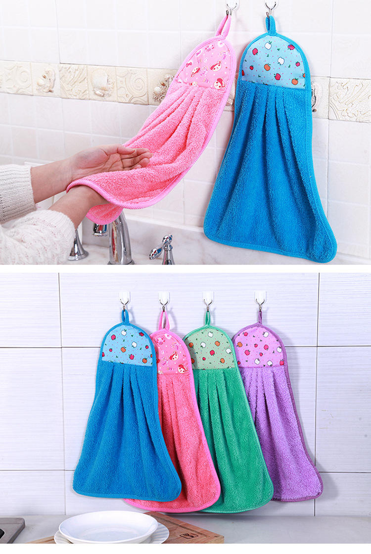 Hanging Coral Fleece Absorbent Kitchen Hand Towels