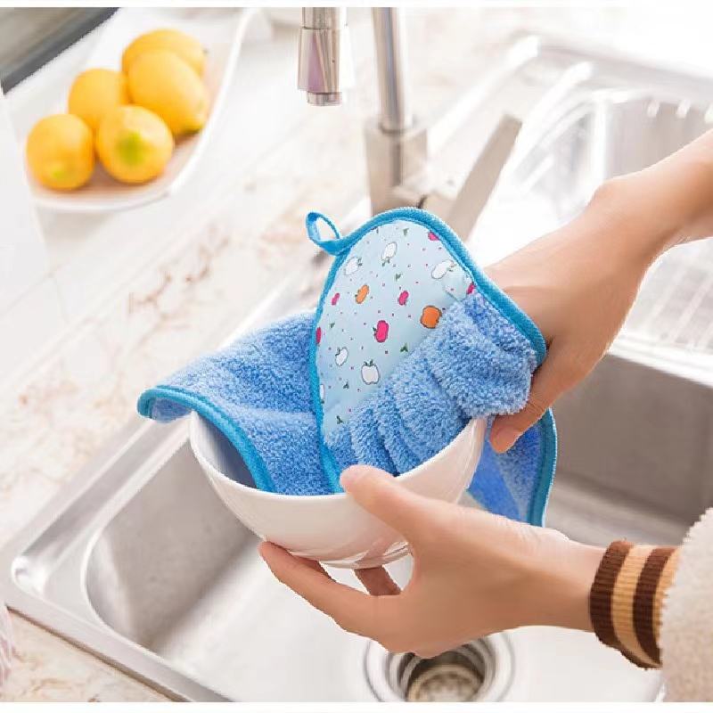 Hanging Coral Fleece Absorbent Kitchen Hand Towels