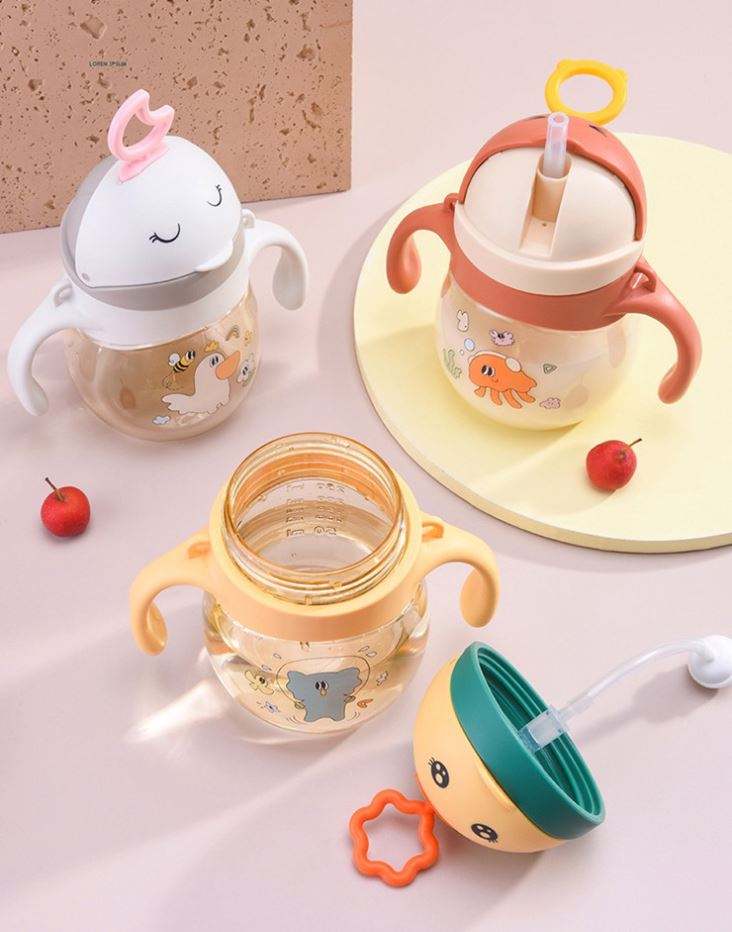 Cute Cartoon Leakproof Sippy Cup With Strap