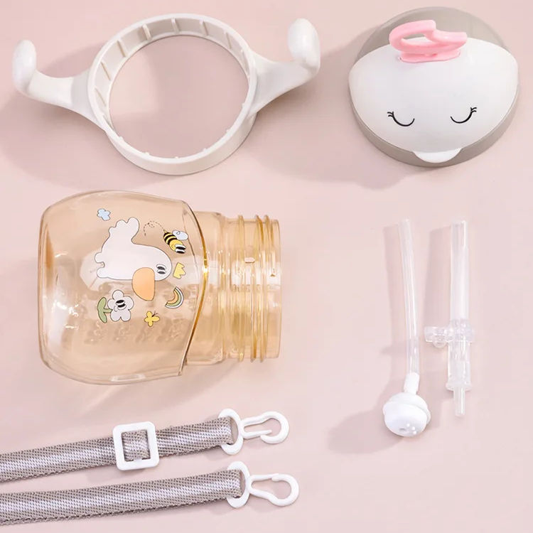 Cute Cartoon Leakproof Sippy Cup With Strap